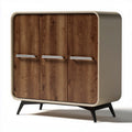 Houten kast met drie deuren en metalen handgrepen 80 x 40 x 90cm