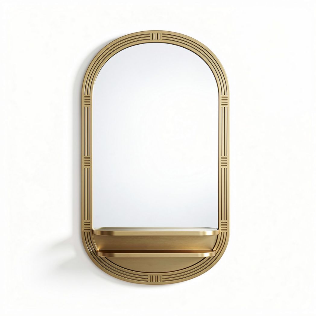 Spiegels met gouden rand en plankje 60 x 40 x 5cm voor wanddecoratie