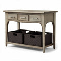 Houten console tafel met 3 lades en 2 opbergmanden 90 x 40 x 75cm