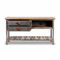 Houten tv-kast met metalen frame en lades in industrieële stijl 120 x 50 x 70cm