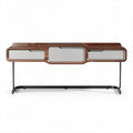 Houten console tafel met metalen onderstel en drie lades 150 x 40 x 80cm