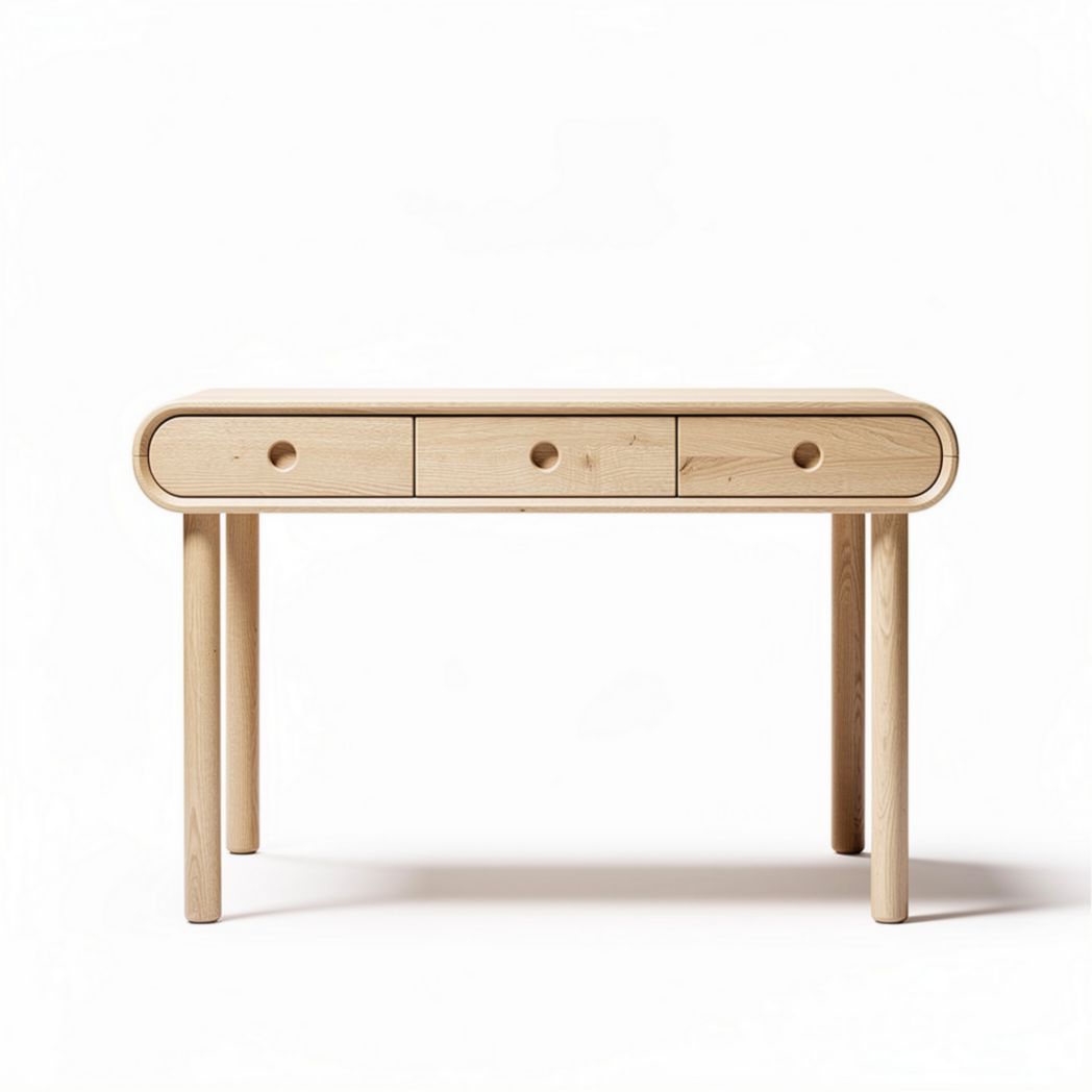 Houten bureau met drie lades 120 x 60 x 75cm lichtbeige kleur
