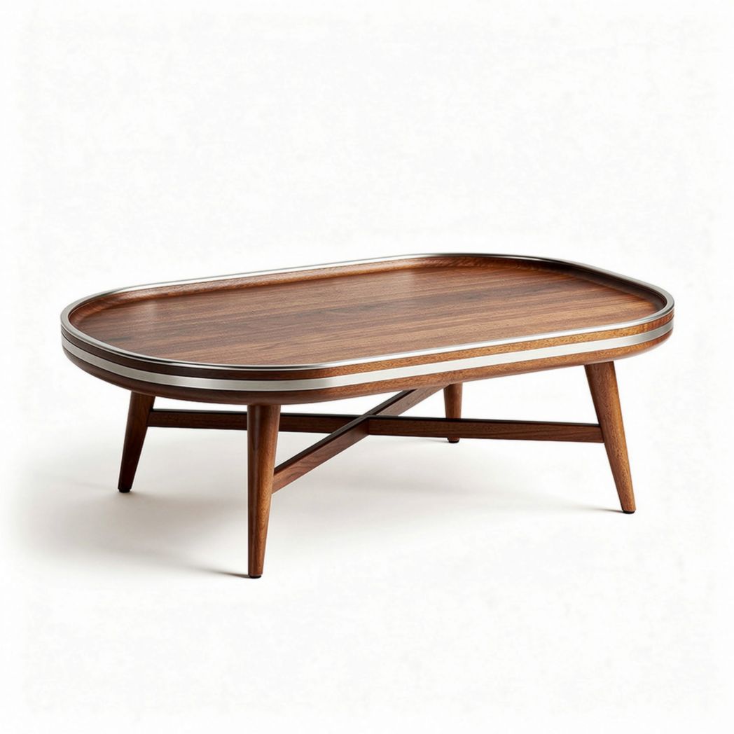 Houten salontafel met afgeronde rand 120 x 60 x 40cm bruin