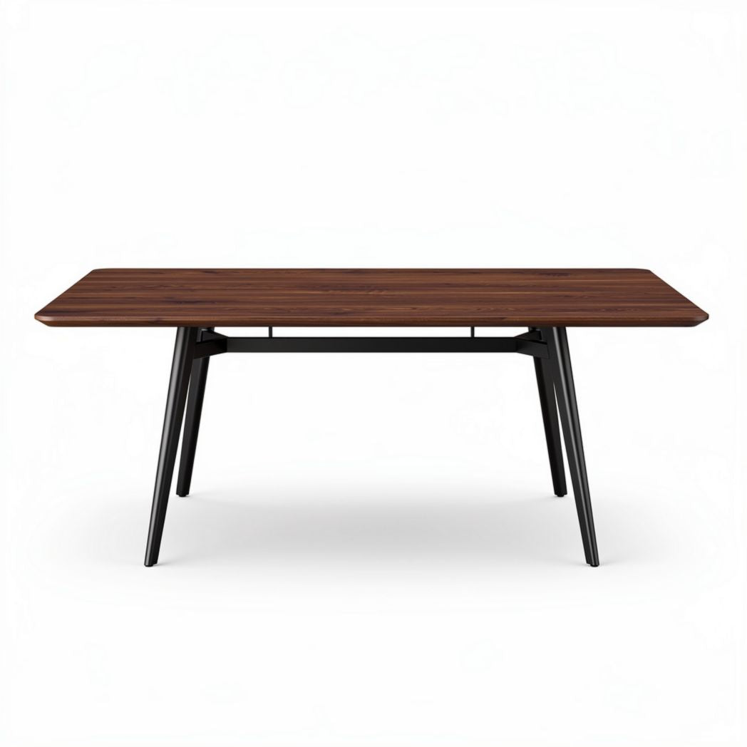 Eetkamertafel van hout met metalen poten in bruin 160 x 80 x 75cm