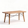 Eettafel van onbehandeld bamboe met metalen onderstel 150 x 75 x 75cm