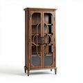 Houten vitrinekast met glazen deuren afmetingen 80 x 40 x 180cm bruin