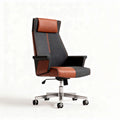 Lederen bureaustoel met verstelbare rugleuning en wielen 60 x 60 x 120 cm