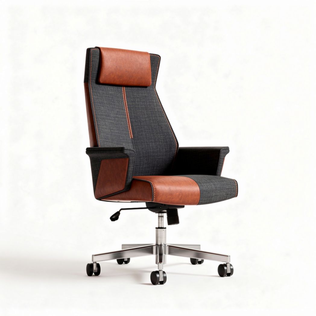 Lederen bureaustoel met verstelbare rugleuning en wielen 60 x 60 x 120 cm