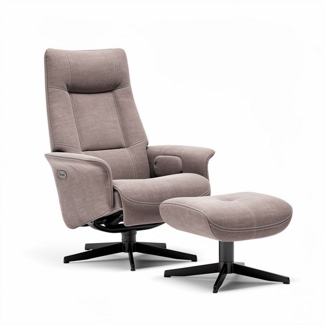 Relaxfauteuil met voetensteun van stof in lichtgrijs 80 x 80 x 100cm