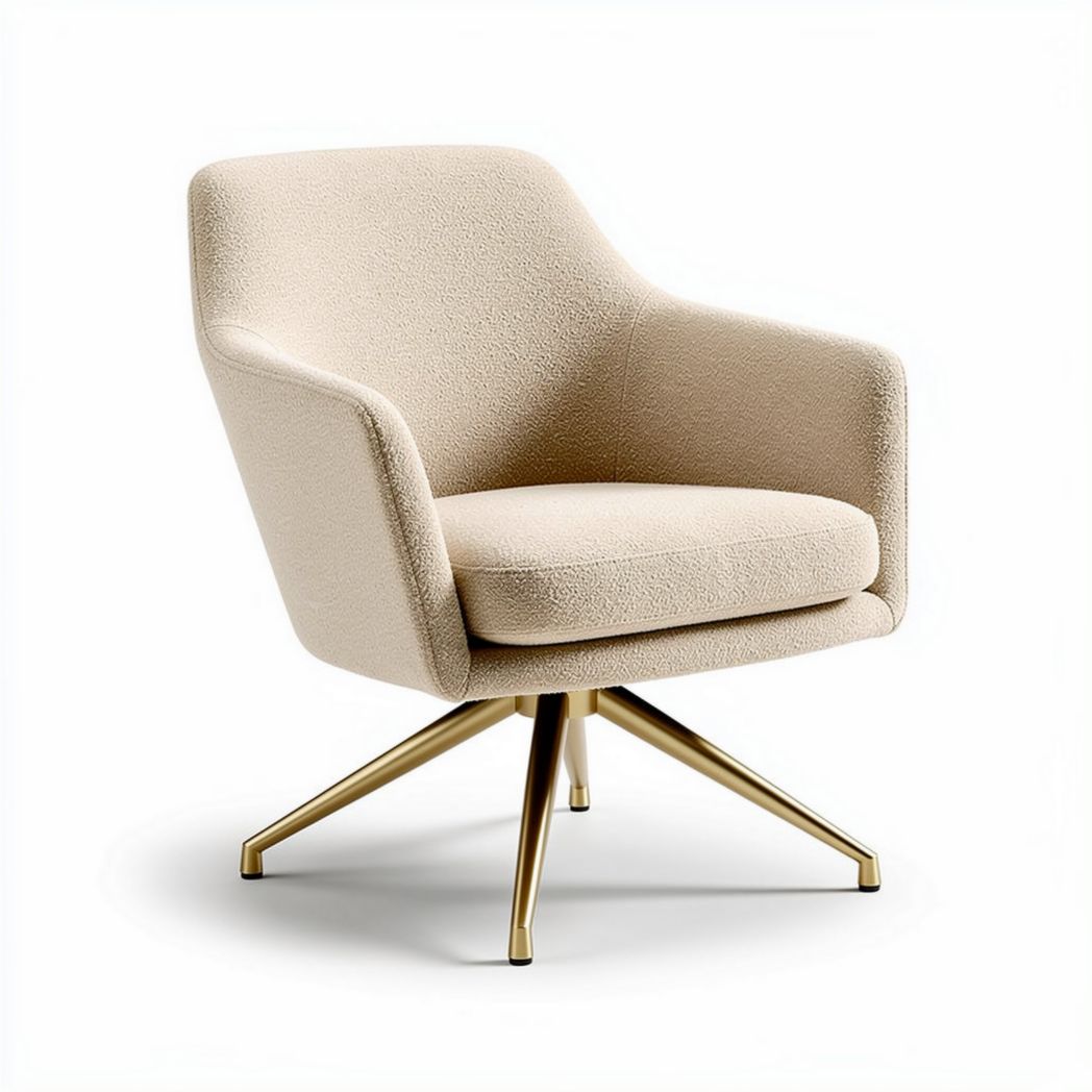 Beige stoffen fauteuil met gouden poten afmetingen 75 x 75 x 85cm